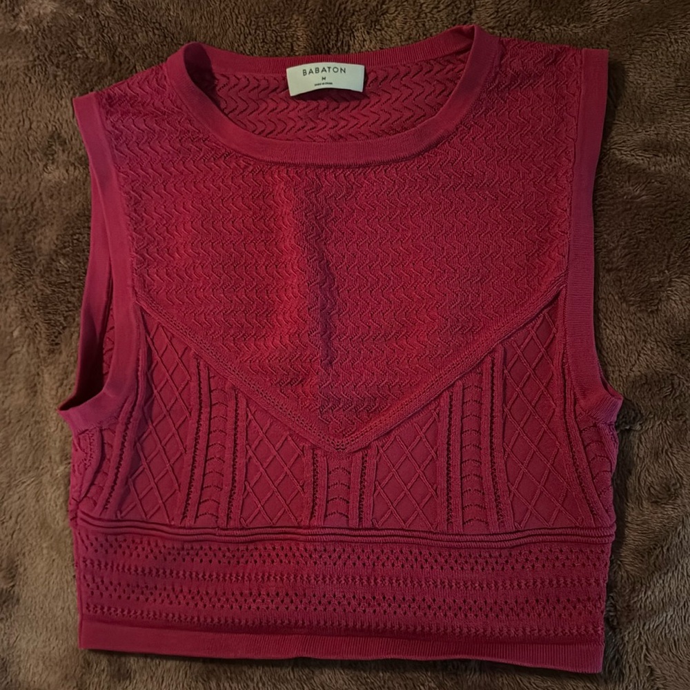 Aritzia Babaton Size Medium Pink Crochet Crop Top